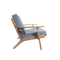 Hans Wegner - Fauteuil 3 places en tissu et en planches